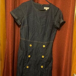 Shelby & Palmer Dark Wash Denim Fit & Flare Dress